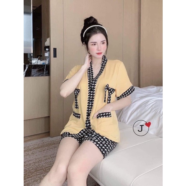 Bộ Pijama Đính 2 Nơ Phối