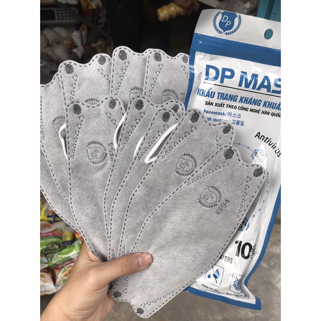 Bịch 10 Khẩu Trang 4D 4Lớp GIẤY KHÁNG KHUẨN cao cấp KF94 DP MASK - Chuẩn Hàng Xuất Khẩu - Sang - Xịn - Mịn