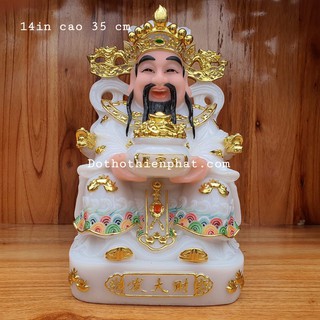 Ông thần tiền ( thần phát ) đá 14in cao 35 cm rất đẹp màu trắng