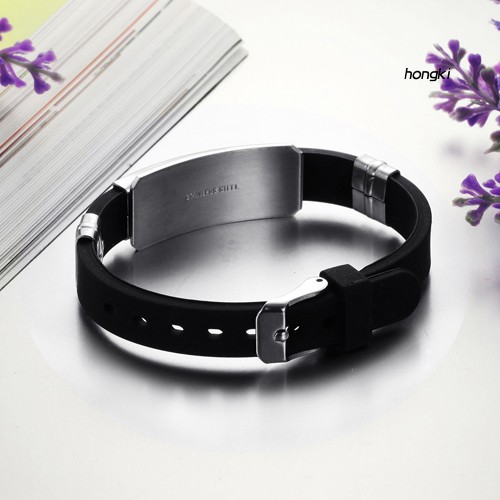 Vòng Tay Cao Su Phối Khoá Thép Không Gỉ Thời Trang Cho Nam