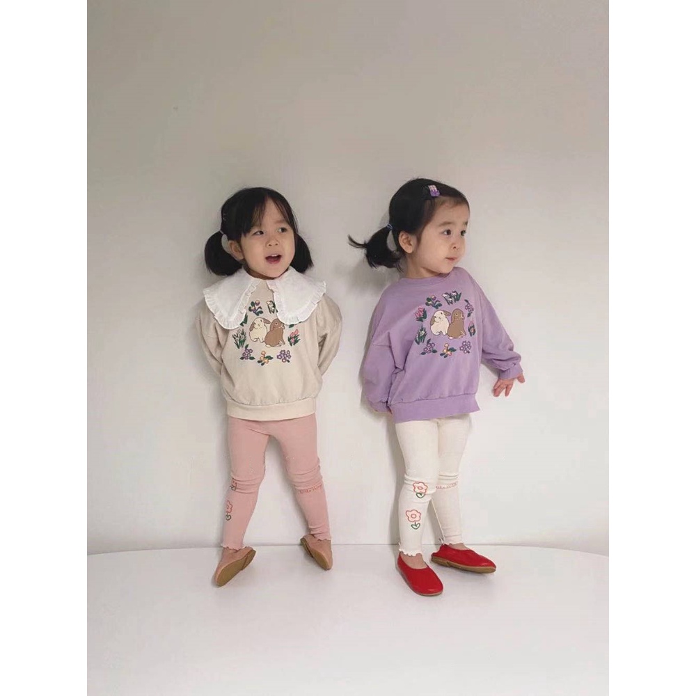 Áo nỉ thu đông bé gái họa tiết thỏ dễ thương