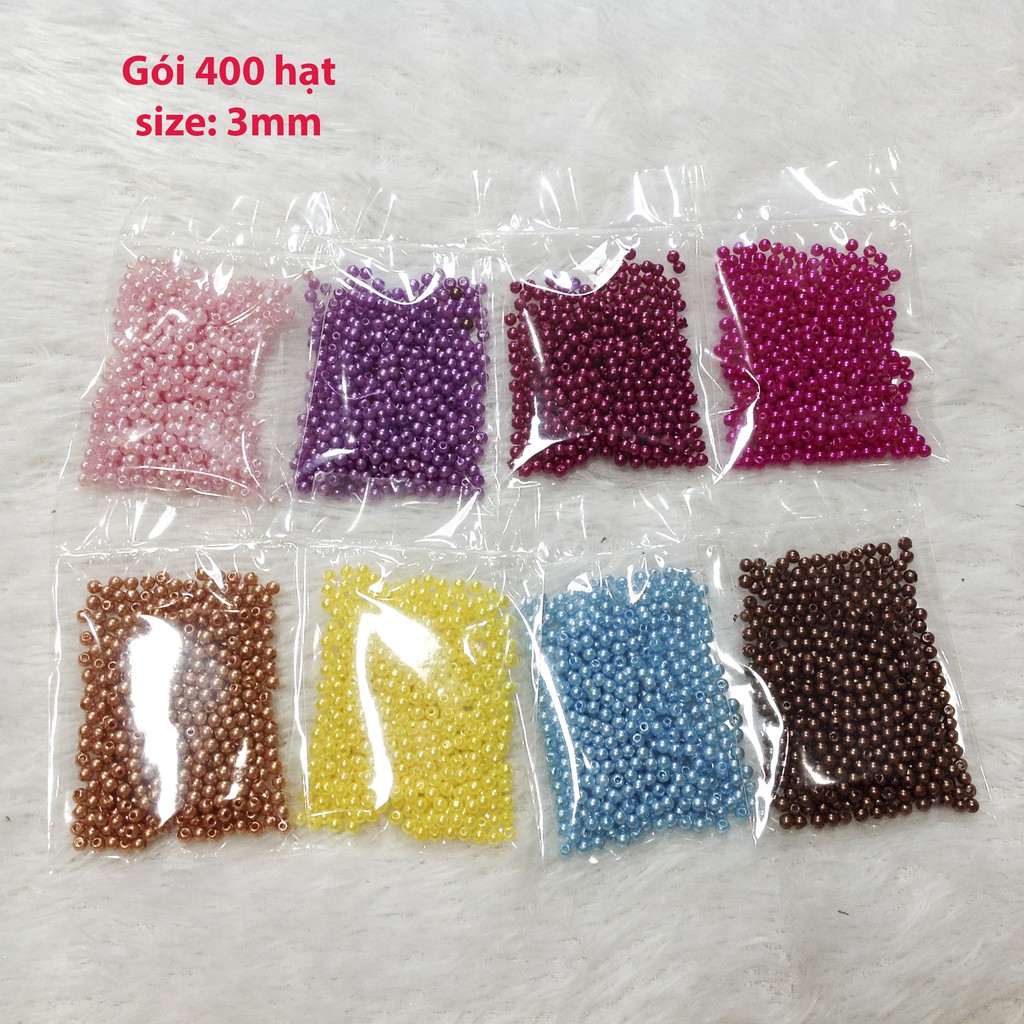 400 hạt cườm nhựa tròn size 3mm nhiều màu hạt xỏ vòng dễ thương