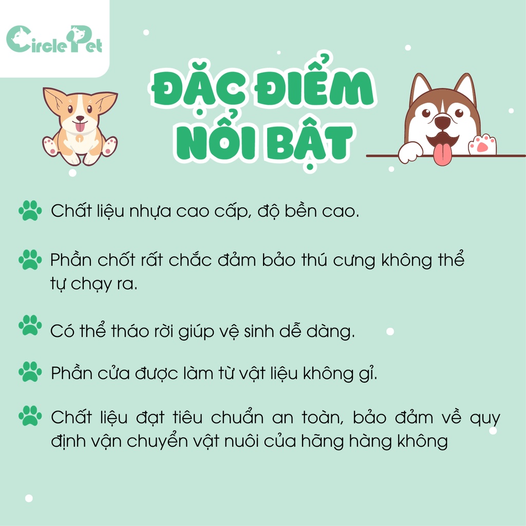 Lồng Vận Chuyển Chó Mèo JCB Nhựa PP Cao Cấp Bền Chắc Nhiều Kích Cỡ - Circle Pet