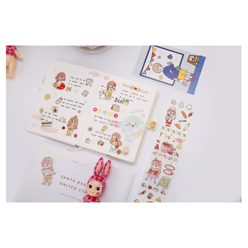 Set nhãn dán Sticker Cô Gái Năng Động nhiều màu sắc
