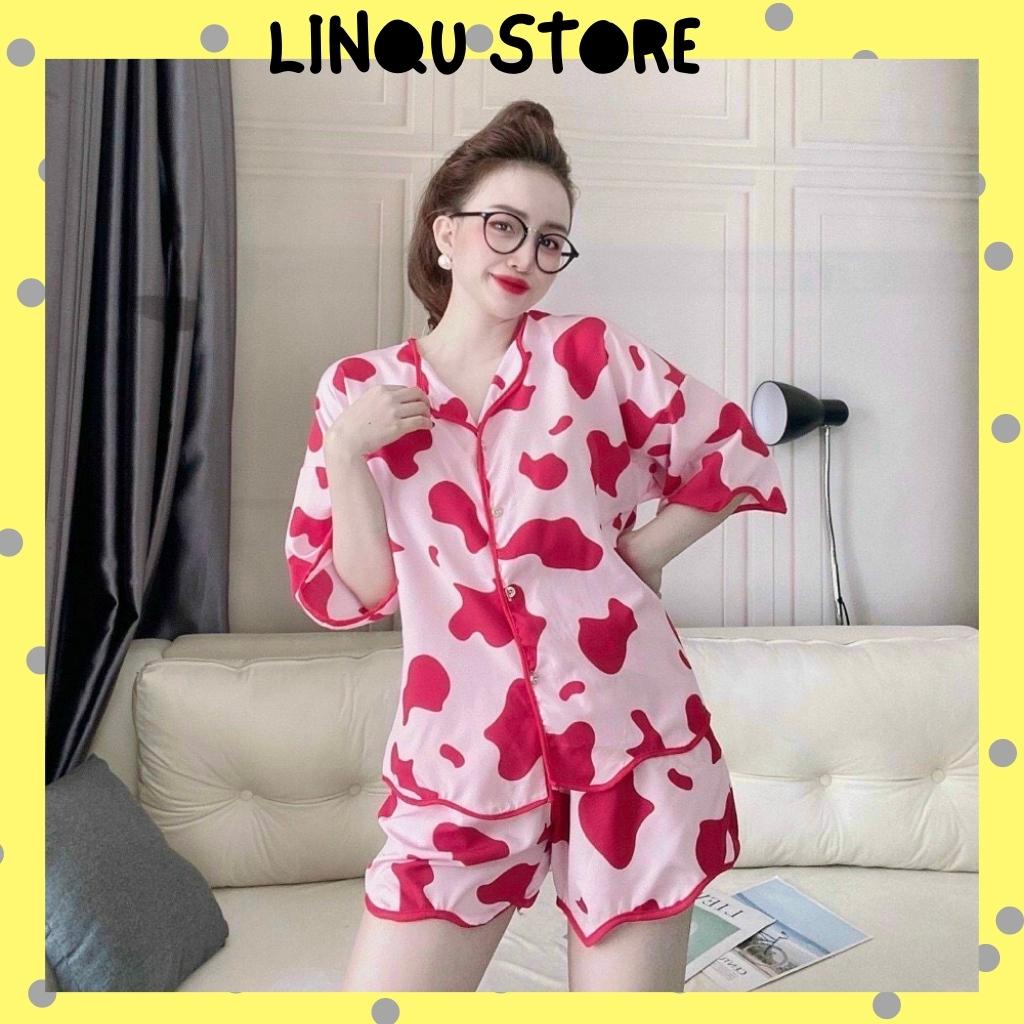 Đồ Bộ Nữ, Đồ Bộ Pijama Bò Sữa Lượn Sóng Chất Mềm Ngủ Thoải Mái Freesize - Linqu Sleepwear