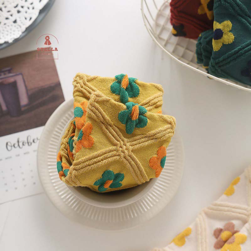 Tất hoa cao cổ nhiều màu sắc phong cách cổ điển