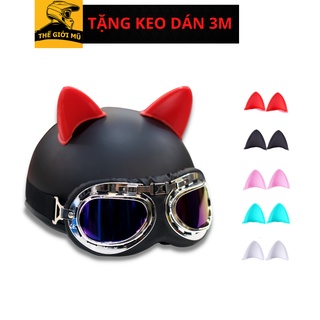 Tai mèo gắn mũ bảo hiểm siêu xinh nhiều màu độc lạ, phụ kiện nón bảo hiểm cute Thế Giới Mũ