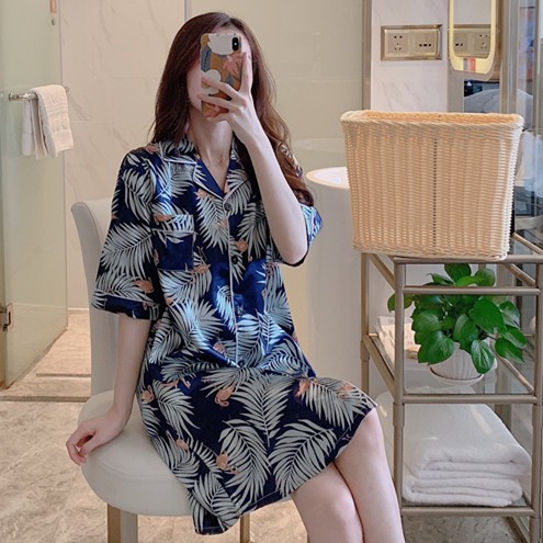 Đầm Ngủ Lục Điểu - Đầm Bầu Lụa Ngắn Tay BIG SIZE XL,2XL Lụa Băng Mềm Mại - IVY122