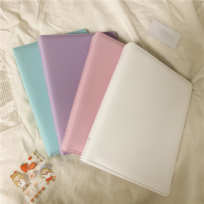 Sổ Binder A5 - 6 Còng Bìa Da Trơn Láng Đựng Ảnh, Photocard