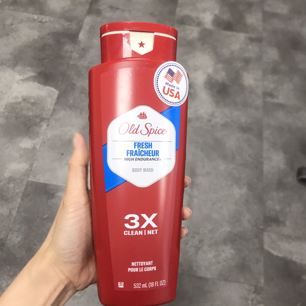 Sữa tắm nam OLD SPICE Fresh High Endurance Body Wash Đỏ Viền Xanh Dương - gel tắm nam 532ml