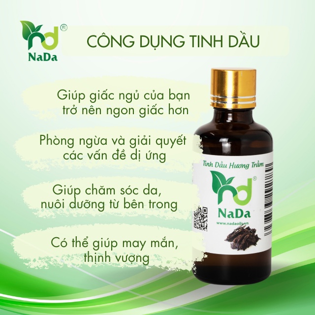 Tinh dầu Hương Trầm nguyên chất Nada | Kiểm định QT3 | Cải thiện phong thủy, hỗ trợ thiền