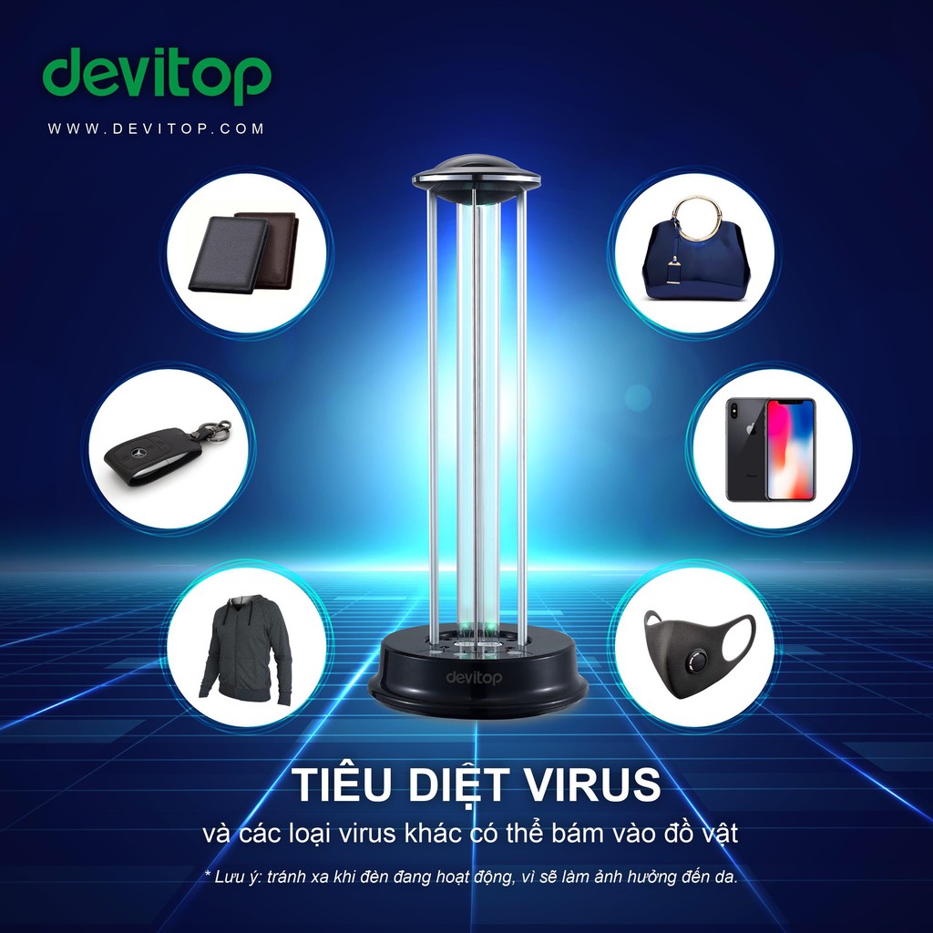 Đèn diệt khuẩn tia cực tím Devitop UVC 36W có Remote tiện lợi