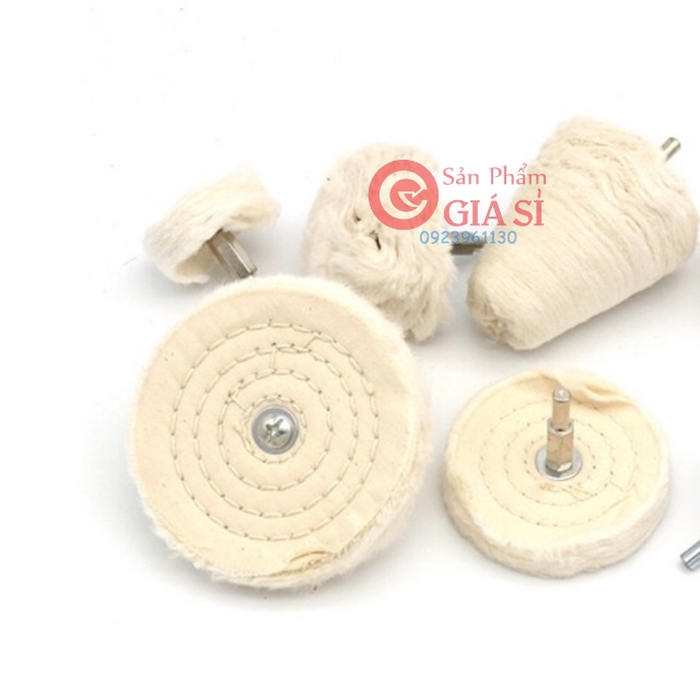 bộ 5 đầu phớt lông cừu đánh bóng xe - vải đánh bóng ô tô xe máy inox gắn cho máy khoan ❤️freeship❤️