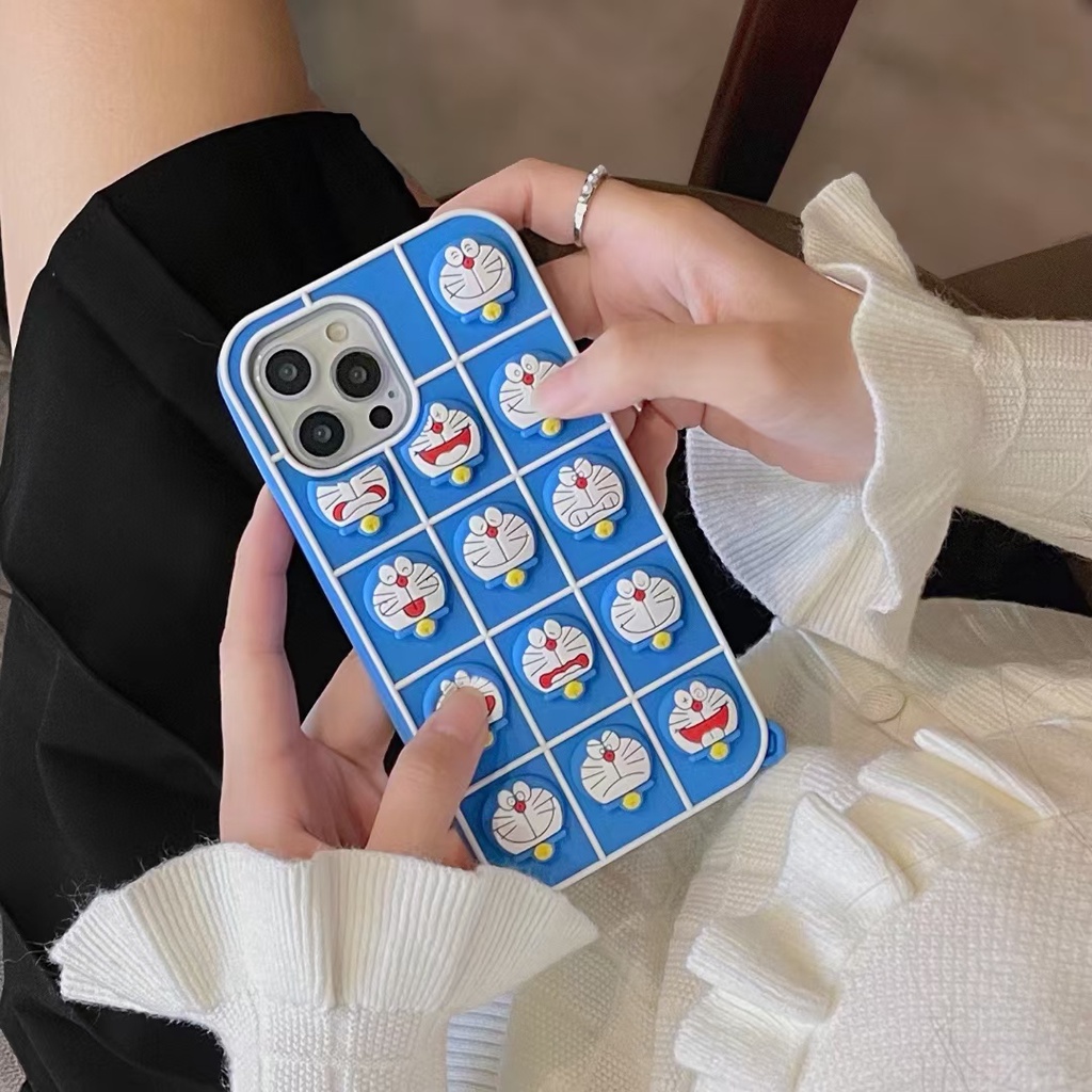 Ốp điện thoại silicone dẻo Doraemon 3D giảm căng thẳng cho IPHONE 12 PRO MAX 11 PRO MAX XS MAX XR X 7 8 PLUS 6 6S PLUS