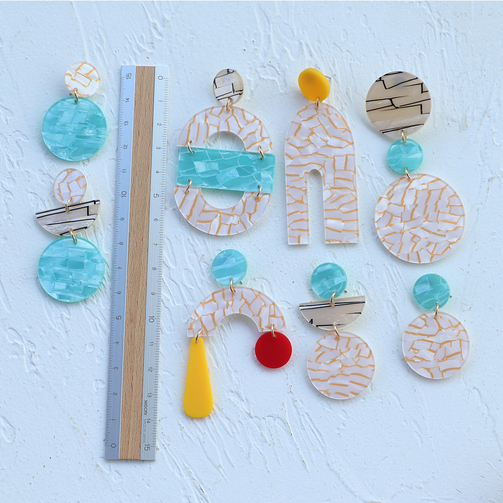 Hoa Tai Dáng Dài Hoạ Tiết Hình Học Độc Đáo Thời Trang