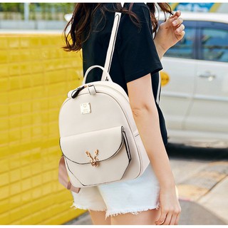 Balo Da Nữ Thời Trang Đi Học, Đi Chơi, Du Lịch Màu Trắng/Đen/Xám Cao Cấp