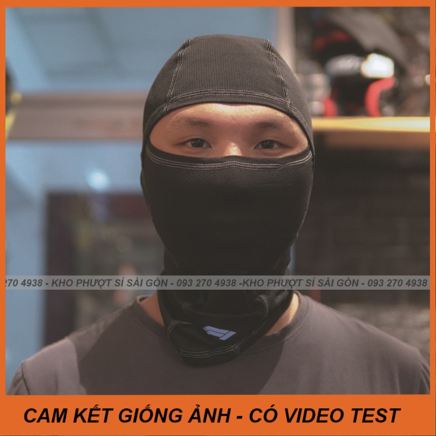 Mẫu khăn trùm đầu Ninja F1 Swat đen kẻ chỉ bạc xám phiên bản Racing cao cấp đội Fullface