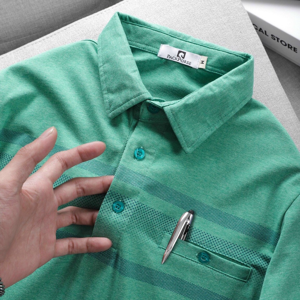 Áo thun polo nam chất cotton dày mềm mịn có túi sang đẹp ATD112
