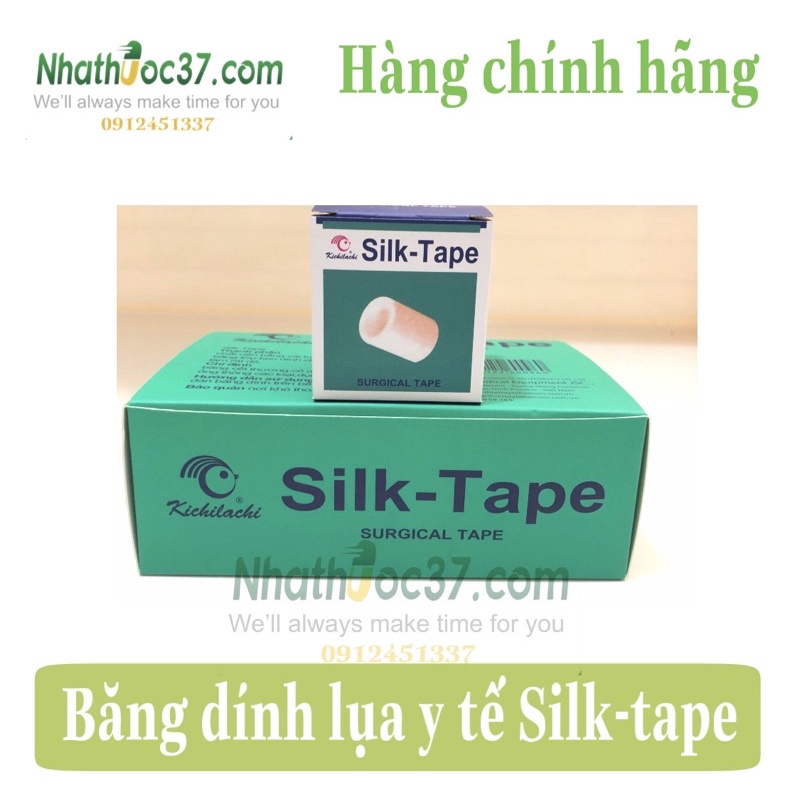 Băng dính y tế Silk tape, Băng dính lụa y tế, dính chắc mềm mại, 3 kích cỡ