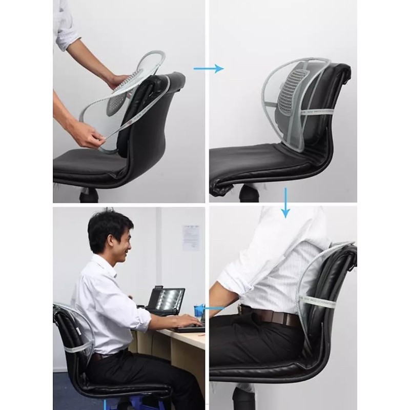 Tấm lưới ghế tựa lưng ghế văn phòng, xe ôtô - 41cm hỗ trợ chống gù lưng, đai co giãn. | BigBuy360 - bigbuy360.vn