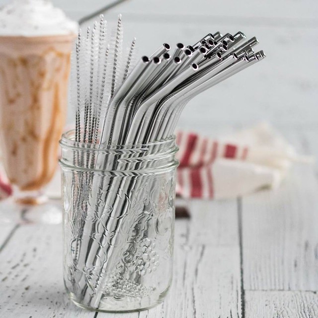 Bộ 4 Ống Hút Inox kèm que cọ rửa - Đựng trong túi vải