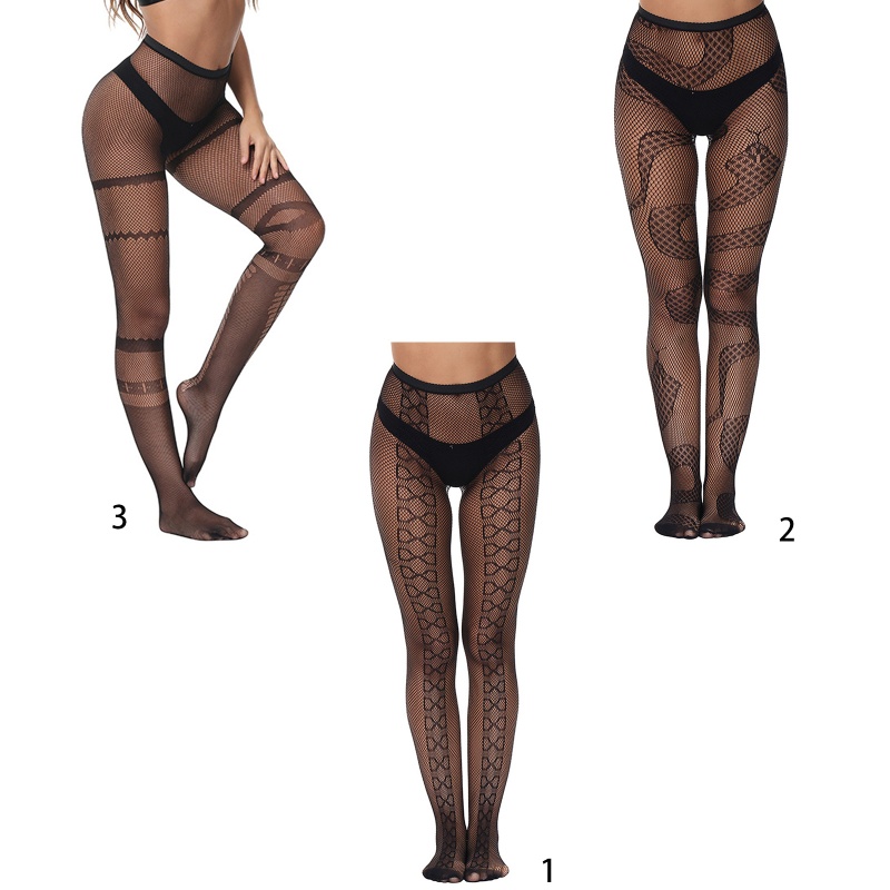 Run Quần Tất Lưới Họa Tiết Da Rắn Hoạt Hình Phong Cách Harajuku Lolita Jacquard Quyến Rũ Cho Nữ