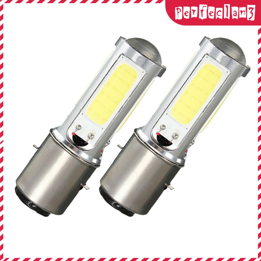 2 Đèn Pha Ba20D H6 4 Cob Led Ánh Sáng Trắng Cho Xe Máy