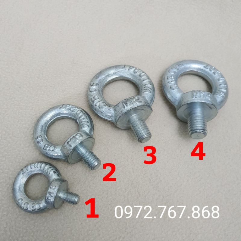 Bulông móc cẩu M8, M10, M12, M14 móc treo động cơ, thiết bị máy