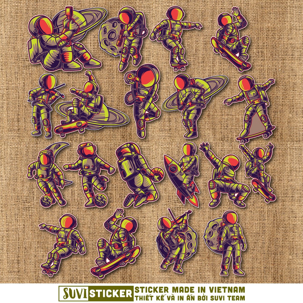 Sticker Galaxy Spaceman chống nước sticker dán laptop, điện thoại, đàn guitar, mũ bảo hiểm, vali. MSP: G09