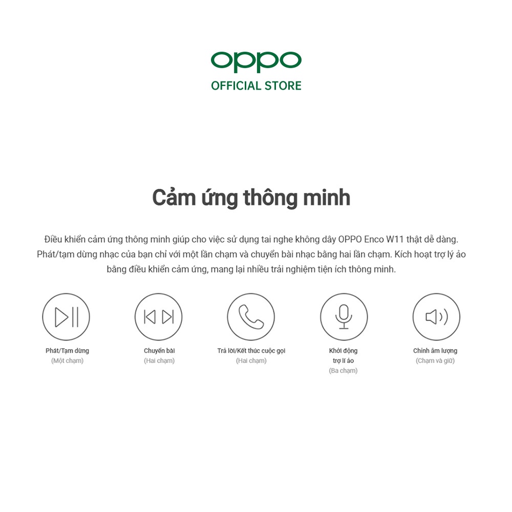 Tai nghe Bluetooth True Wireless Oppo Enco W11 - Hàng Chính Hãng