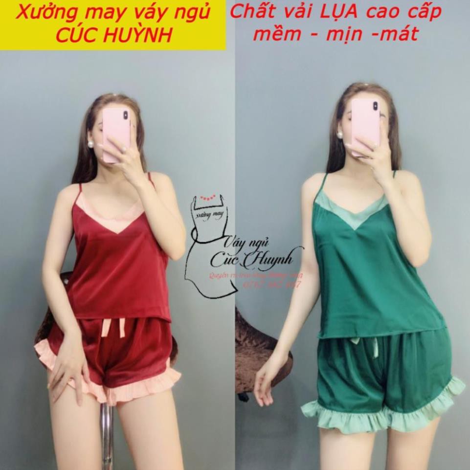 Đồ ngủ lụa 💫 FREE SHIP 💫 Đồ ngủ nữ lụa phi lụa quyến rũ  2 dây hở lưng - Xưởng may váy ngủ Cúc Huỳnh , !