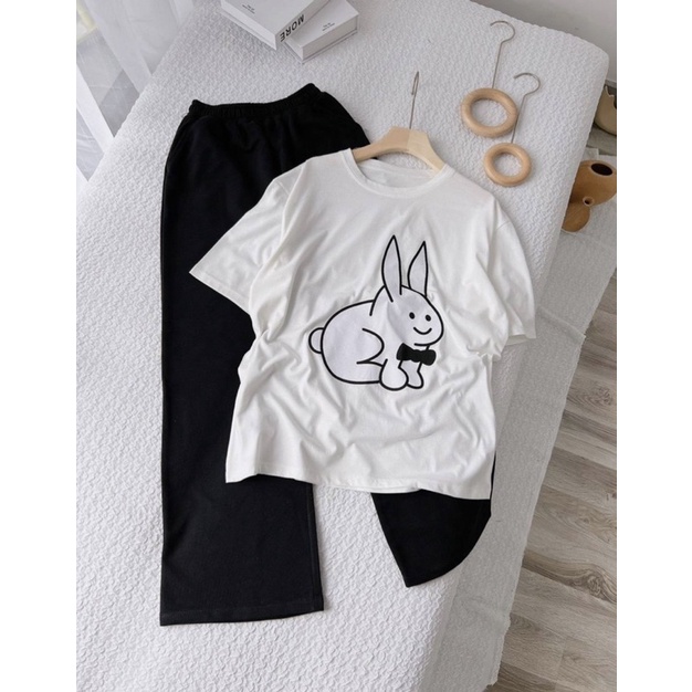 Sét áo thỏ nơ +quần ống rộng xuông PM11