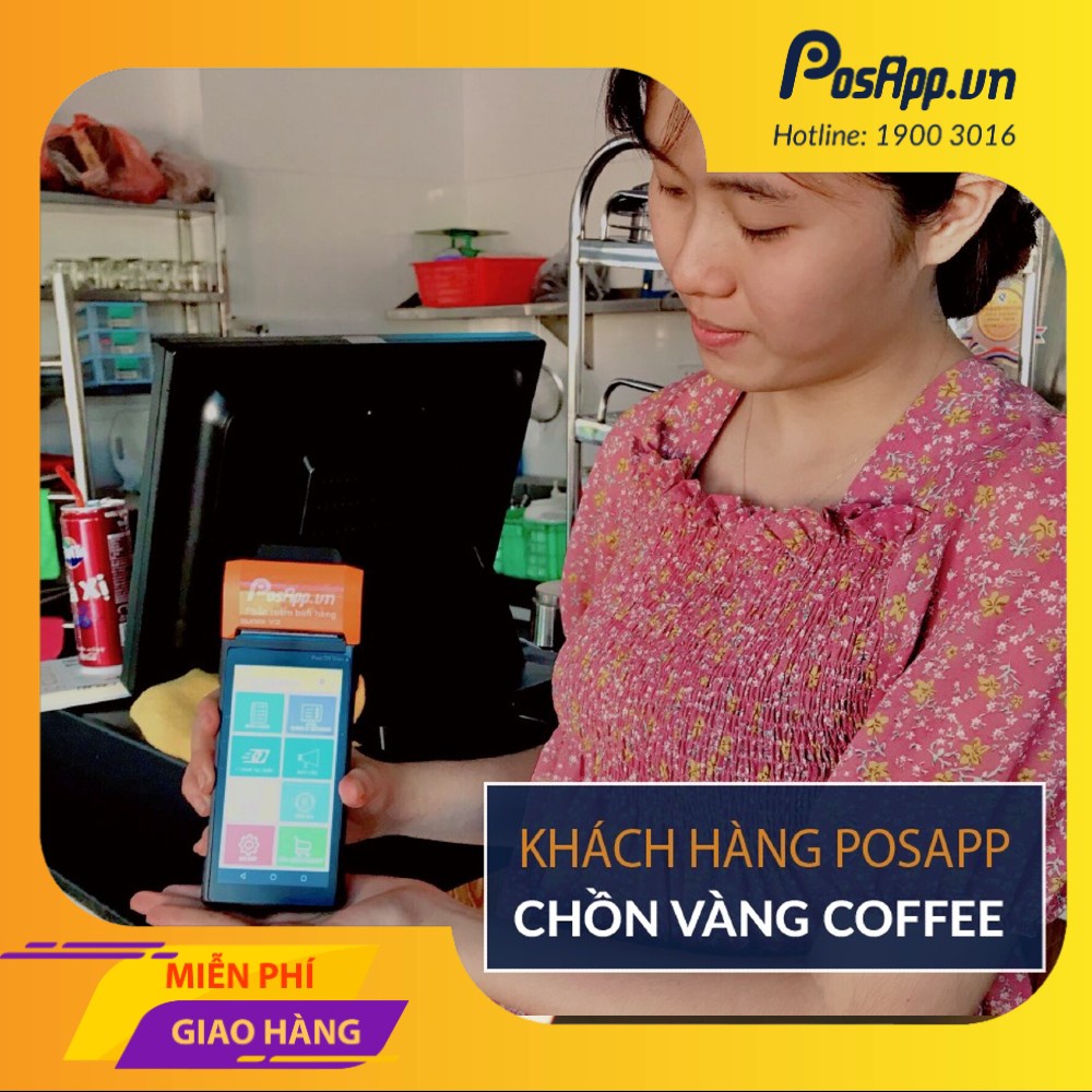 Máy POS cầm tay tích hợp máy in hóa đơn nhiệt Sunmi V2 + 3 tháng phần mềm PosApp, nhận đơn GrabFood, Baemin, shopee food