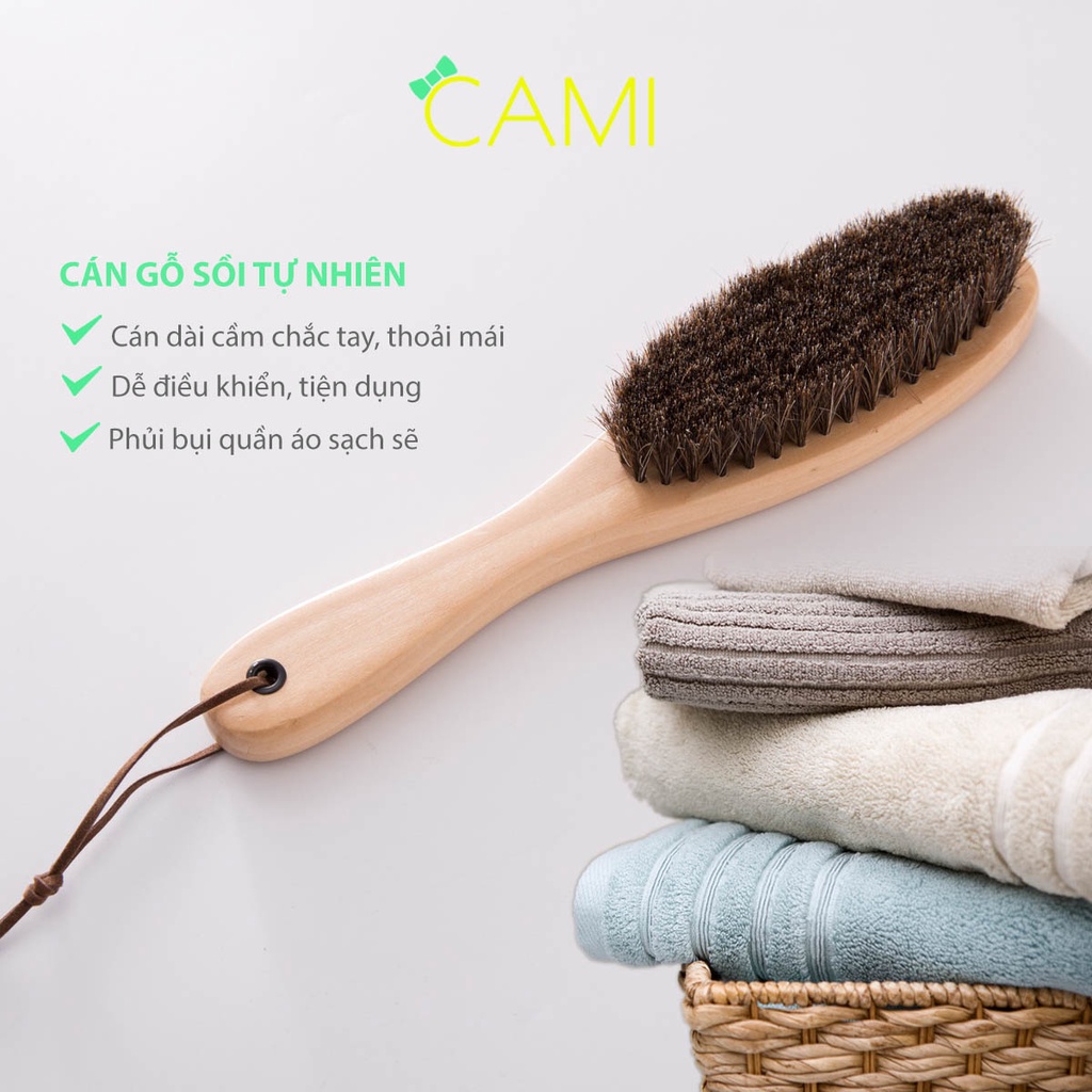 Bàn chải lông ngựa cán dài dễ cầm đánh bóng xi giày, phủi bụi tóc dùng trong salon tiện ích - Cami - CMPK234