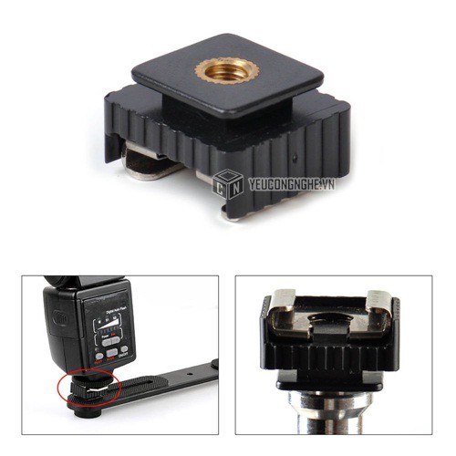 Gá đổi đế đèn Flash Hot shoe mount to ¼ inch adapter gắn thiết bị vào máy ảnh