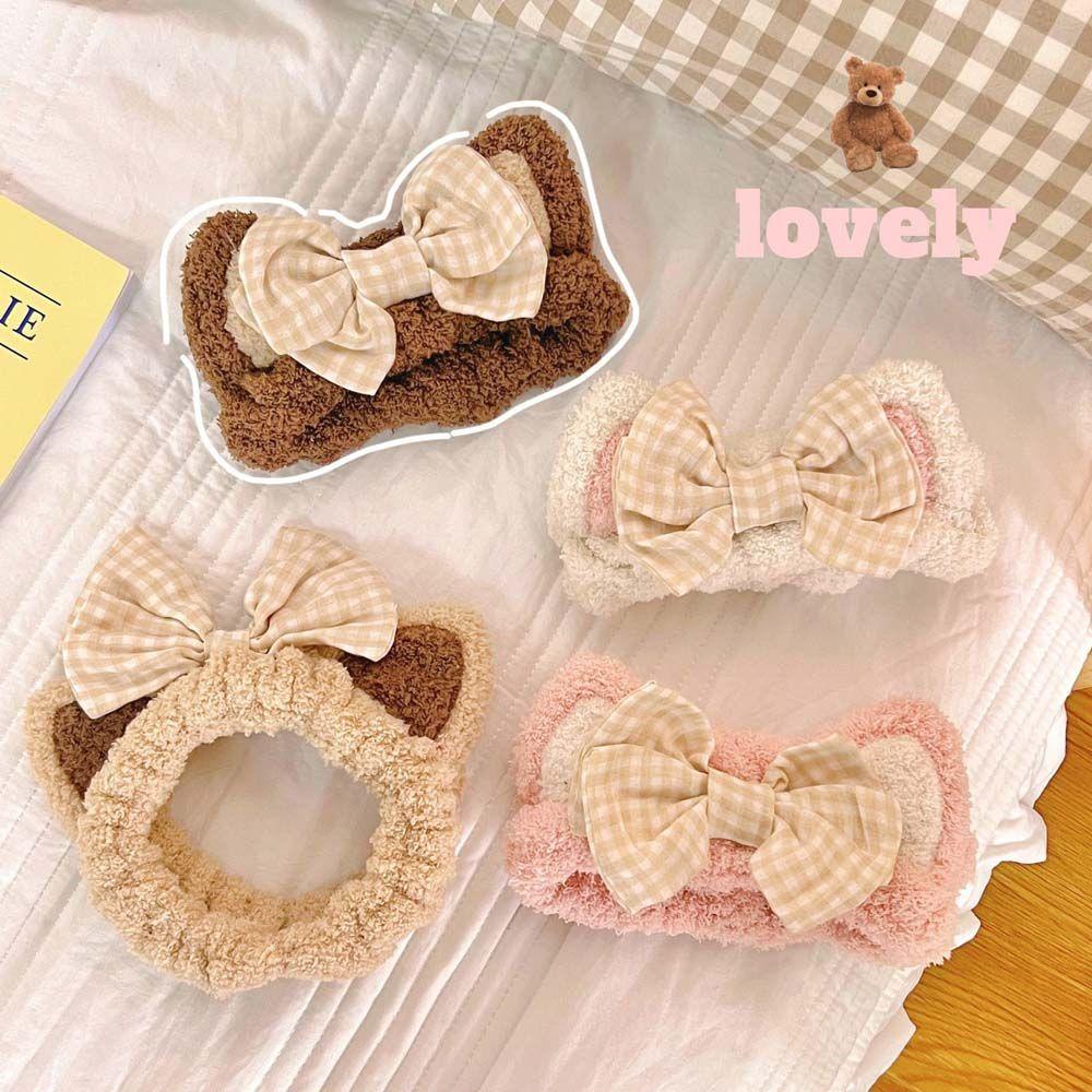 Băng Đô Cài Tóc Co Giãn Hình Tai Thỏ Bằng Vải Lông Dễ Thương