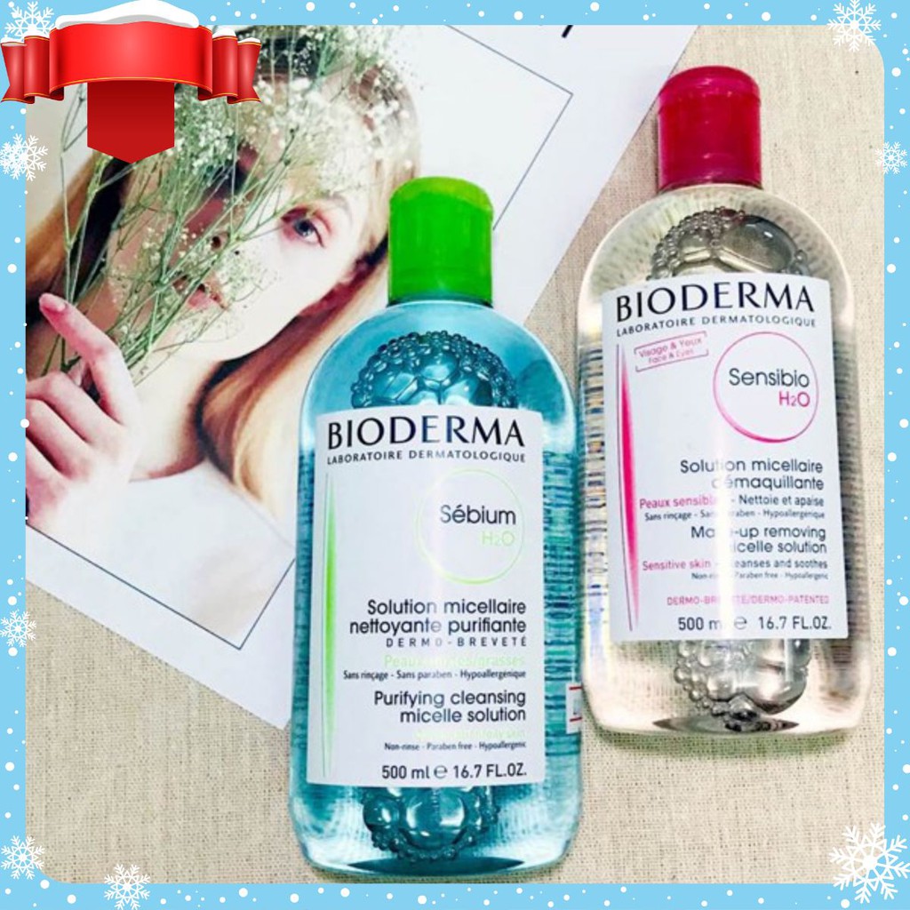 Nước Tẩy Trang Bioderma H2O 500ml Créaline Hồng, Sébium Xanh [CƠN LỐC DEAL]