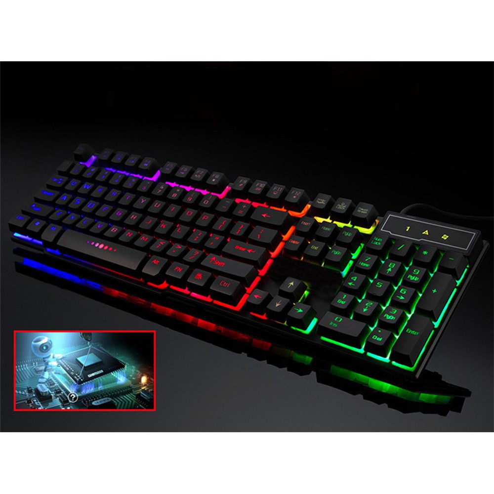 Colorful Crack LED Illuminated Backlit USB Wired PC Rainbow Gaming Keyboard