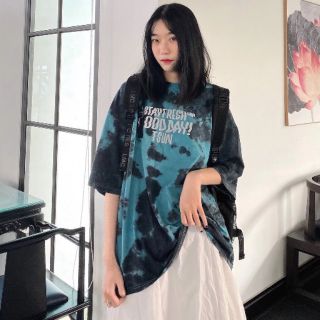 ÁO PHÔNG LOANG PHẢN QUANG TAY LỠ TIE DYE TSUN MÀU XANH / ĐEN UNISEX