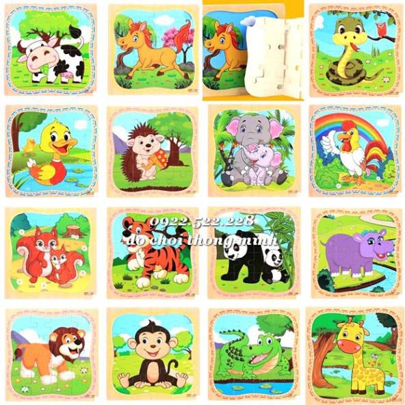 Ghép hình puzzle 16 mảnh gỗ con vật - mẫu 2