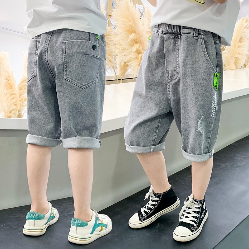 Quần Jean Ngắn Dáng Rộng Thời Trang Mùa Hè Hàn Quốc Cho Bé Trai 100-150