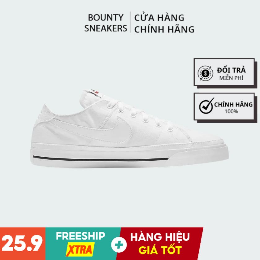 Giày Nike court legacy canva "Triple White" Cw6539-100 - Hàng Chính Hãng - Bounty Sneakers