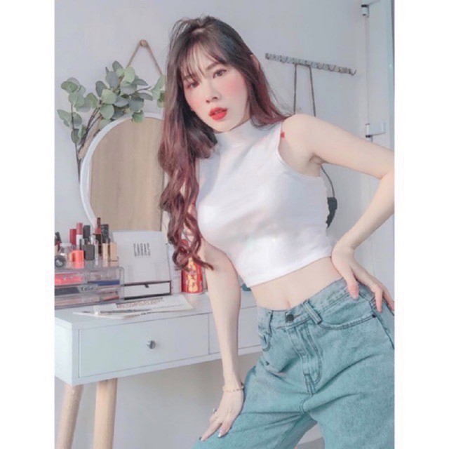 ÁO CROPTOP BA LỖ CAO CỔ HOT TREND