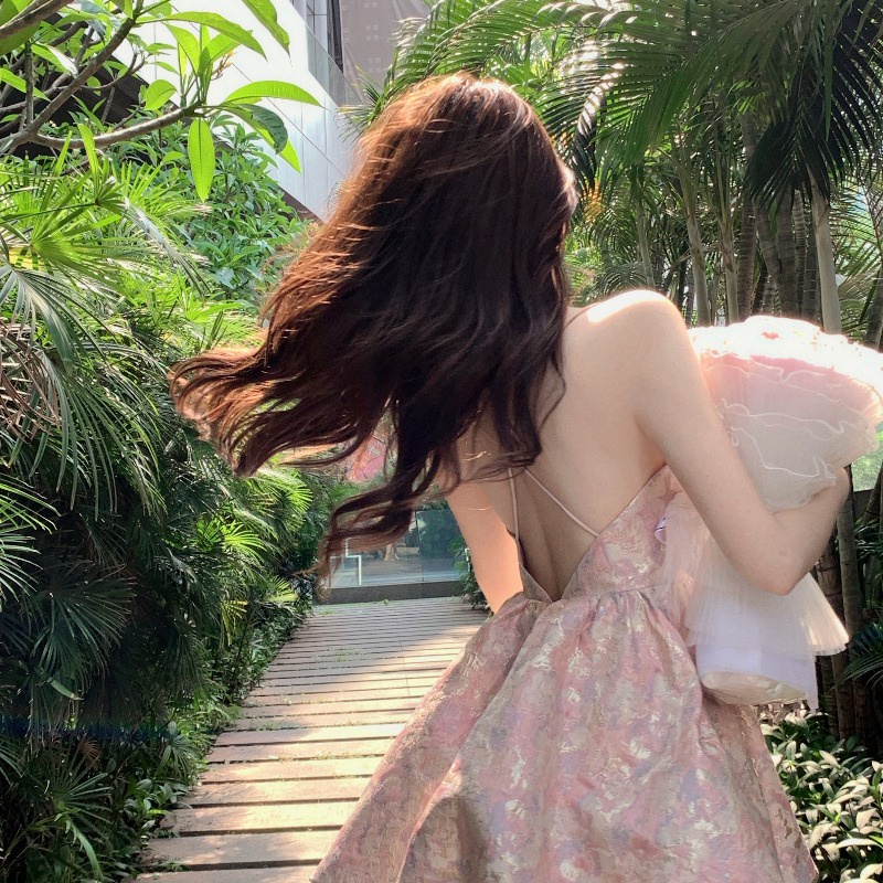 Đầm nữ vạt bí hai dây hở lưng tiểu thư Ulzzang AK3006