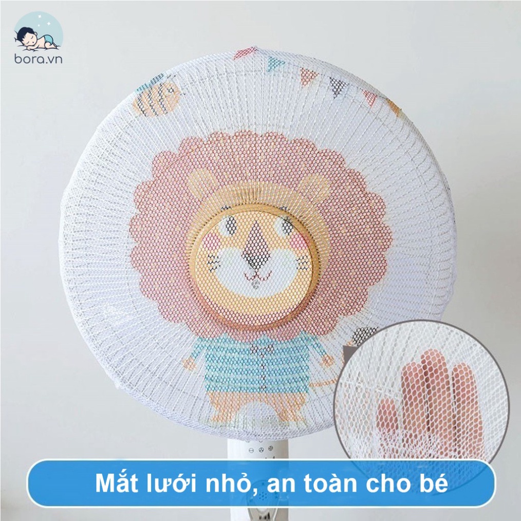 Lưới vải bọc quạt giữ an toàn cho bé với nhiều hình đáng yêu .ĐTBX!