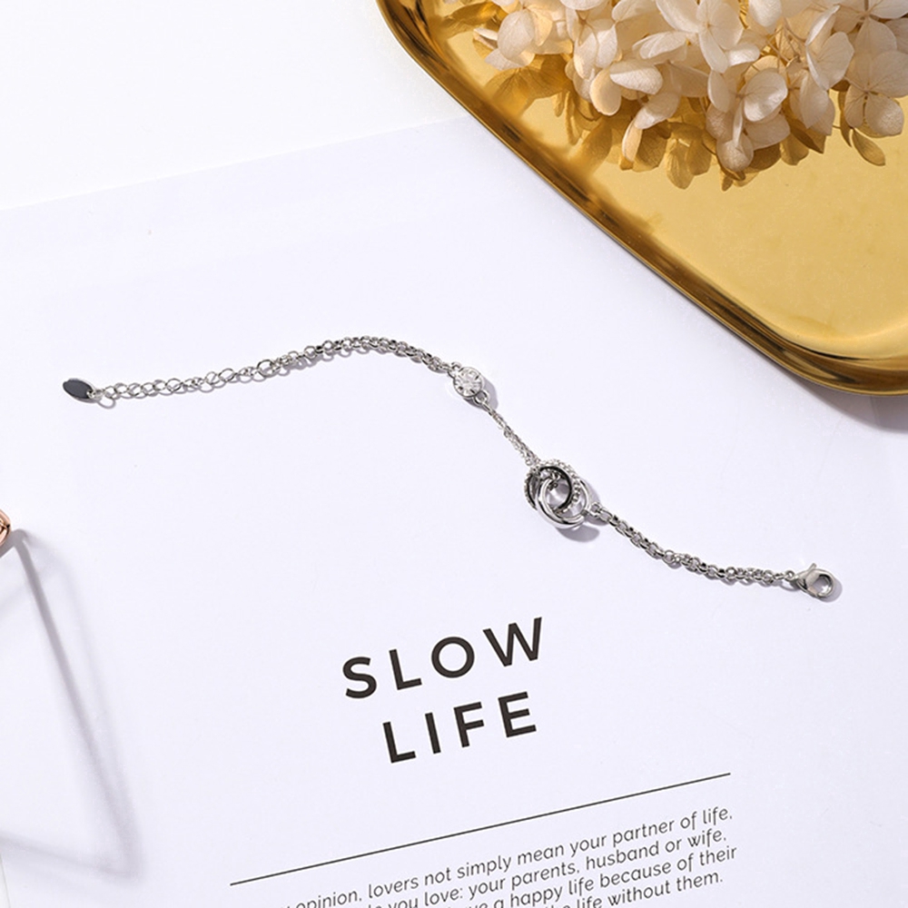 Vòng Tay Hợp Kim Đính Đá Phong Cách Hàn Quốc Cho Nữ