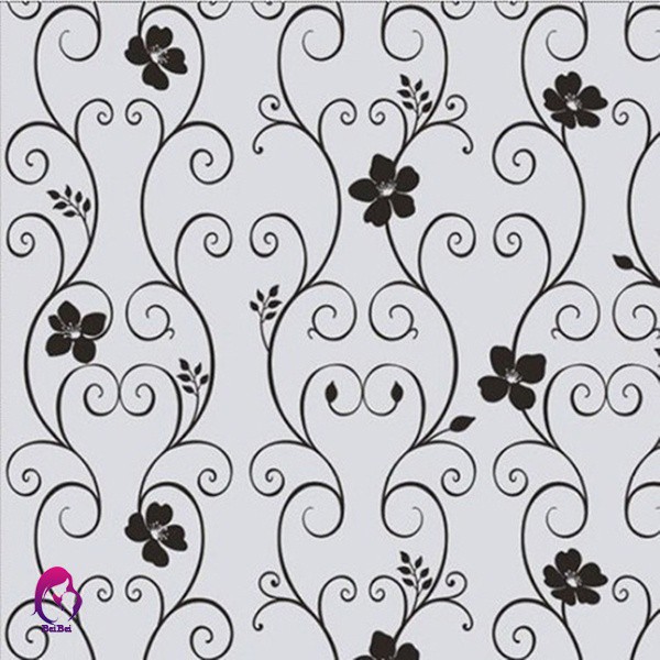 ♦♦ Sweet Frosted Privacy Cover Glass Window Door Black Flower Sticker Film Adhesive Home Decor