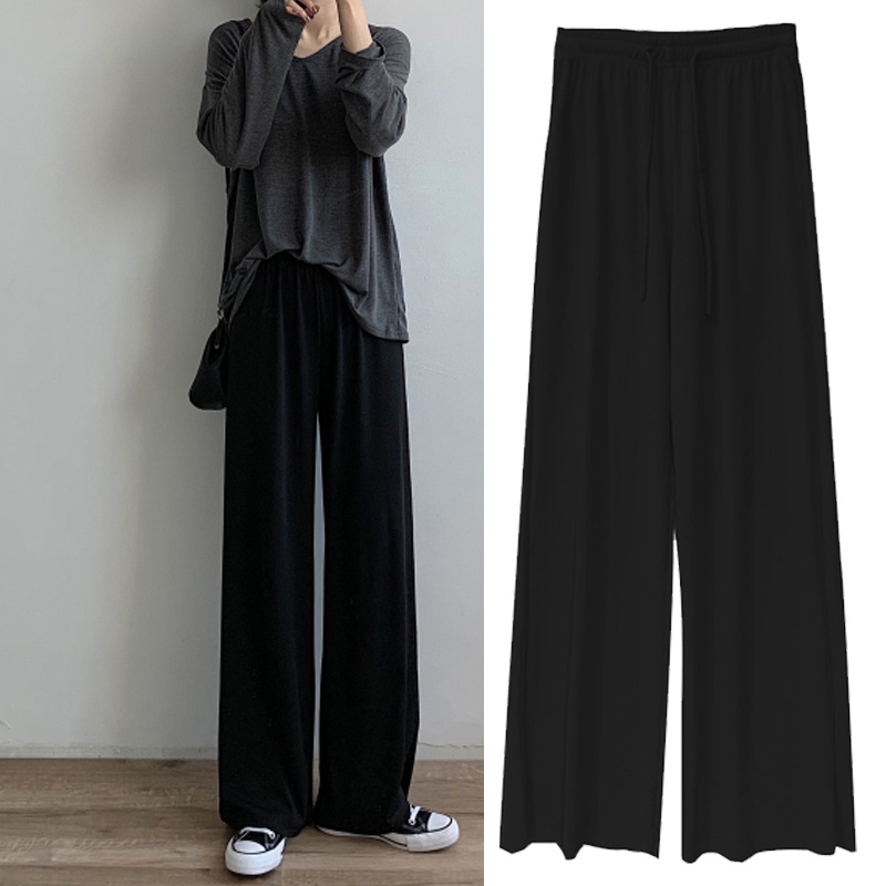 SUXI Quần Dài Lưng Cao Ống Rộng Màu Sắc Đơn Giản Có Size Lớn Cho Nữ