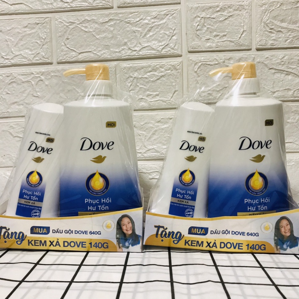 Dầu Gội DOVE Phục Hồi Hư Tổn 640g Tặng Kèm Kem Xả DOVE 140g