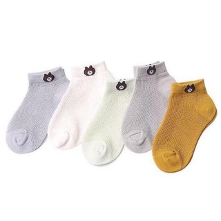 Set 5 đôi tất lưới thêu .hình gấu cho bé.